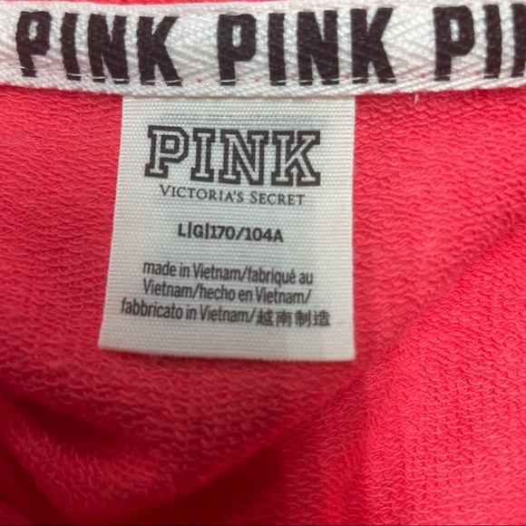 VS PINK pink logo zip up hoodie sz L - Picture 5 of 5
